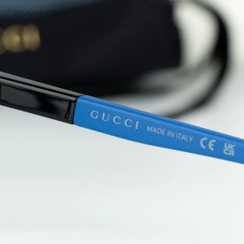 BRAND NEW Gucci GG1738O 004 Black Blue Demo Unisex Square Eyeglasses GG 1738O